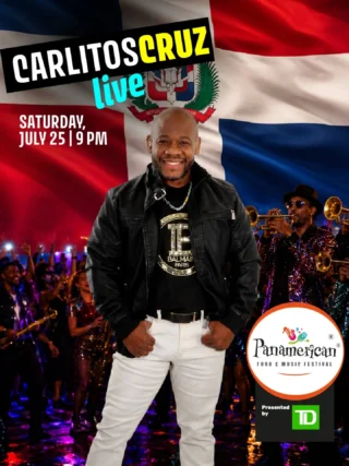 Dominican rhythm takes over PanamFest 2026 — Carlitos Cruz live, Saturday July 25 at 9 PM.